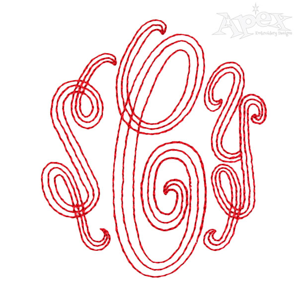 Curlz Bean Monogram Embroidery Fonts