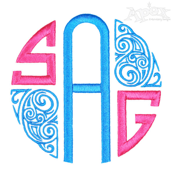 Round Monogram Embroidery Fonts