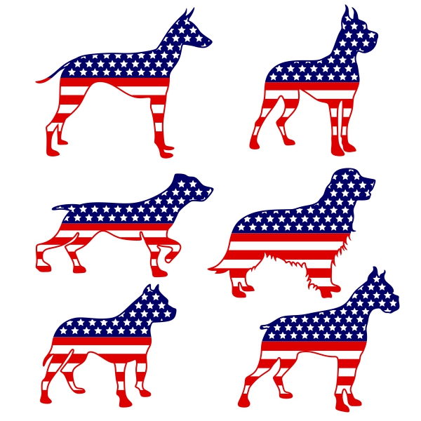 USA American Flag Dog SVG Cuttable Designs