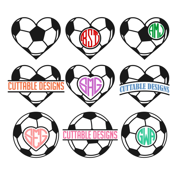 Soccer Heart SVG Cuttable Frames