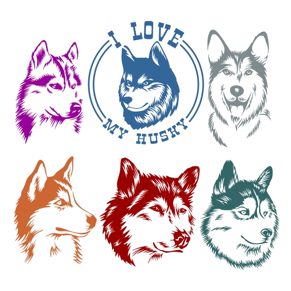 Husky Dog SVG Cuttable Designs