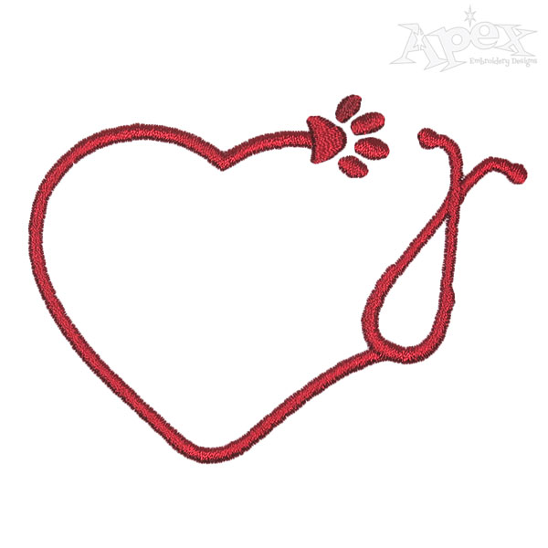 Dog Footprint in Heart Shape Embroidery Designs