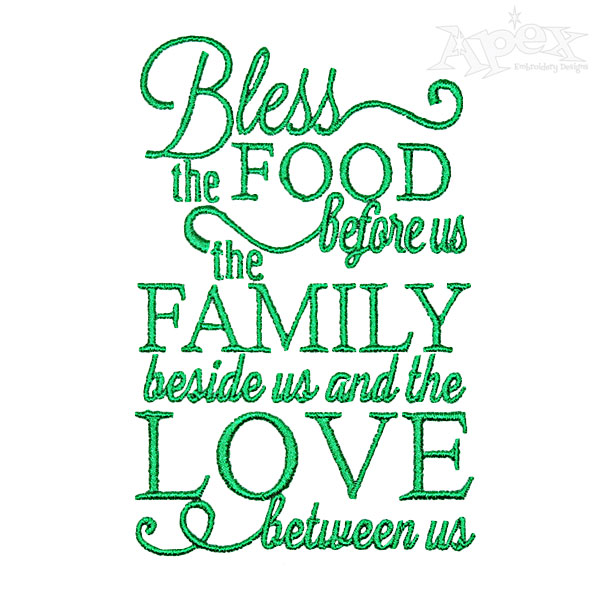 Food, Family and Love Embroidery Designs