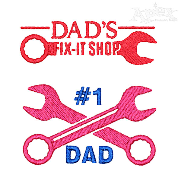 Dad Wrench Embroidery Designs