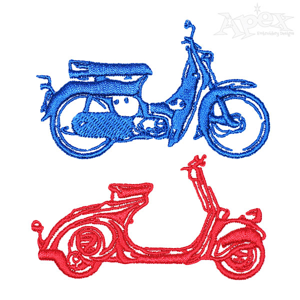 Retro Motorbike Embroidery Designs