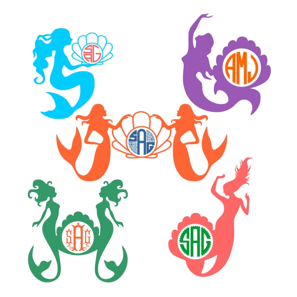 Mermaids SVG Cuttable Frames