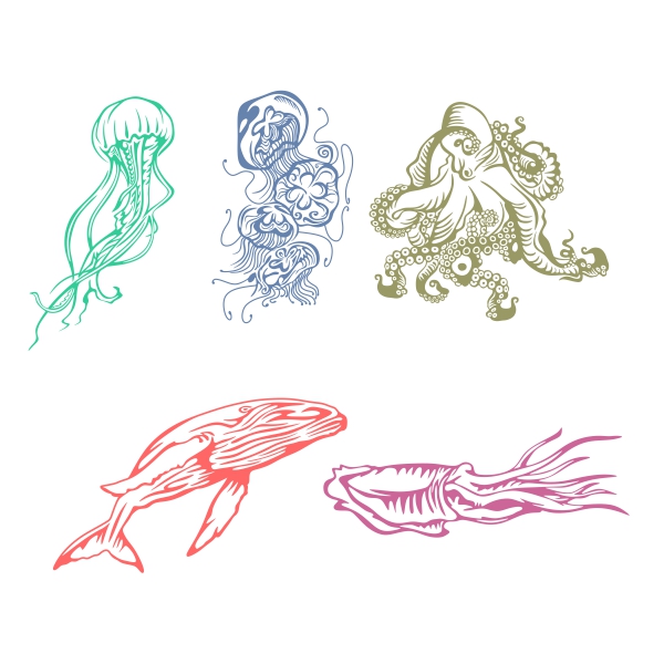 Sea Animals SVG Cuttable Designs