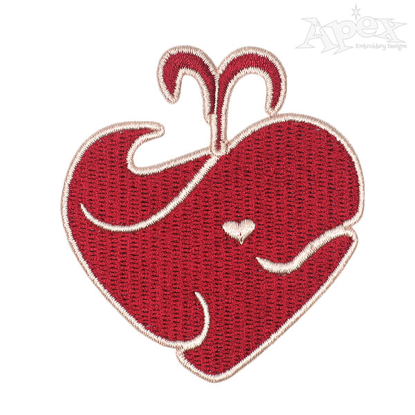 Whale in Heart Shape Embroidery Designs