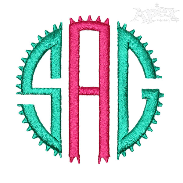 Circle Jagged Monogram Embroidery Fonts