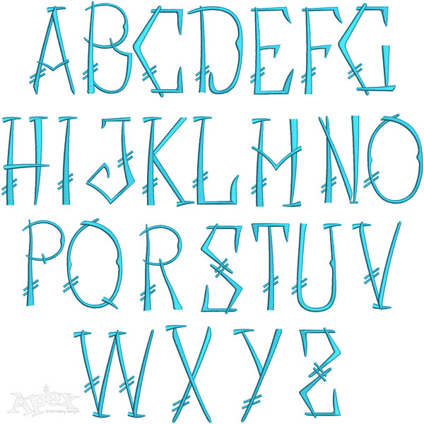 Stick Monogram Embroidery Fonts