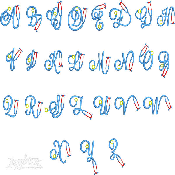 Stethoscope Embroidery Font
