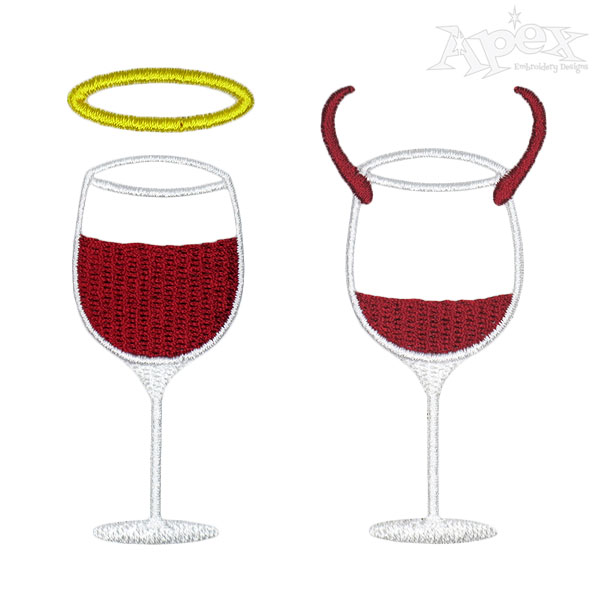 Devil and Angel Wine Embroidery Designs
