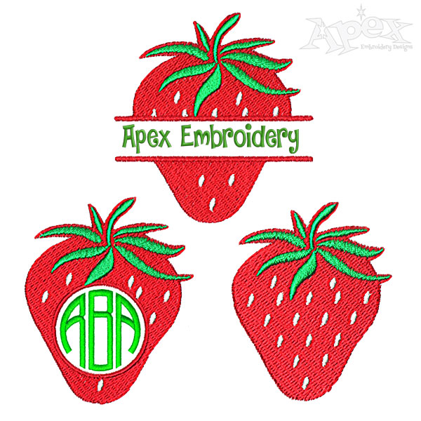 Strawberry Embroidery Design Apex Embroidery Designs Monogram Fonts