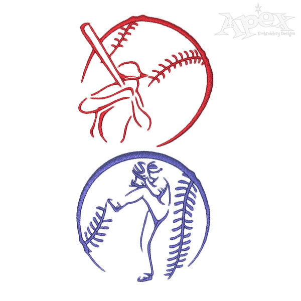 BaseBall Outline Embroidery Designs