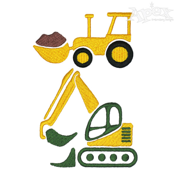 Construction Digging Dig Truck Embroidery Designs