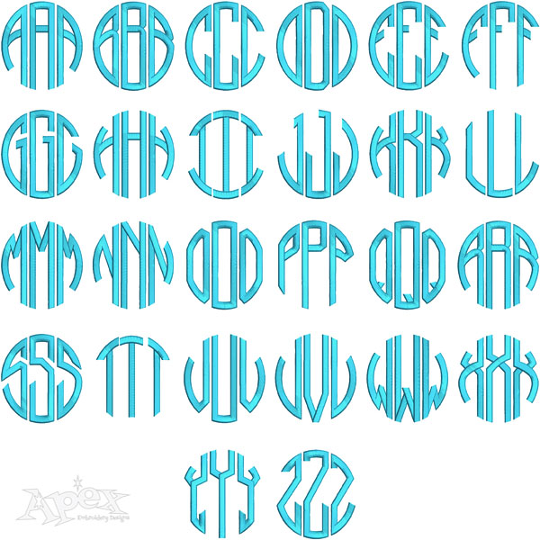 Tall Circle Embroidery Fonts