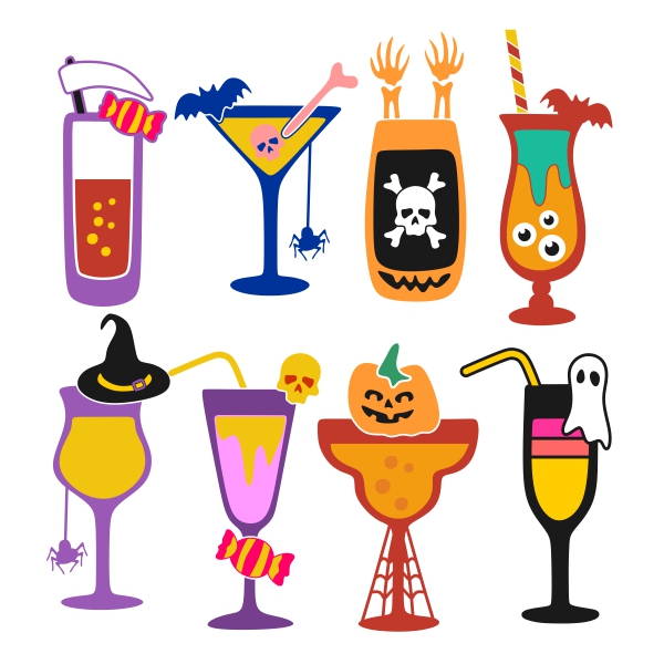 Halloween Cocktails Pack SVG Cuttable Designs