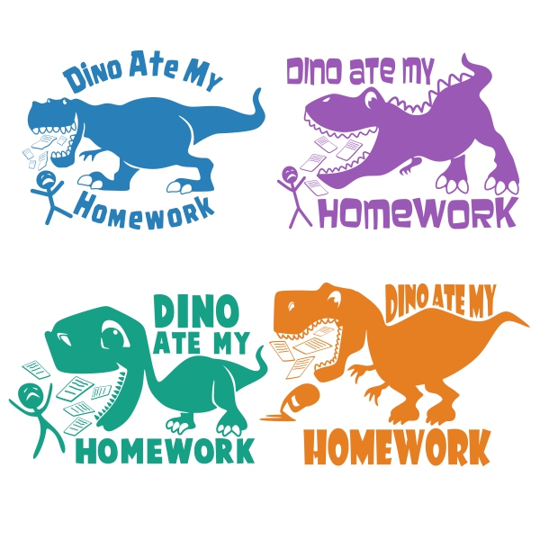 Dino Ate My Homework SVG Cuttable Designs