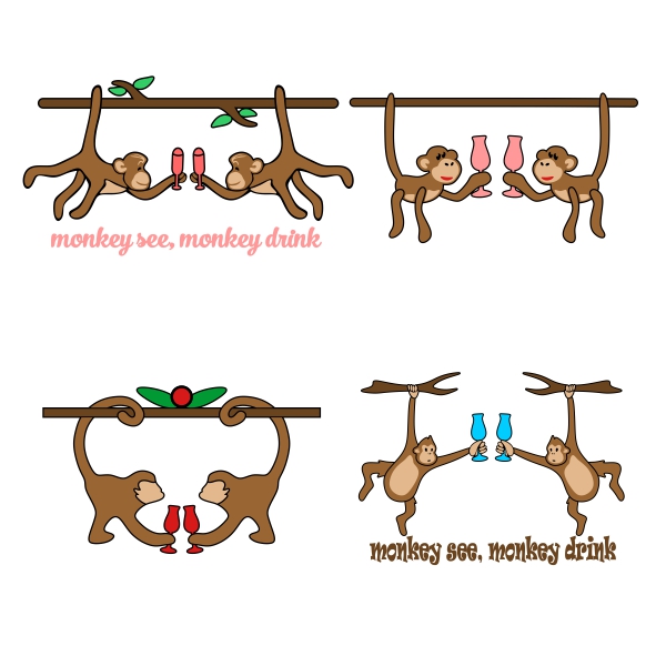 Monkey Coctail SVG Cuttable Designs