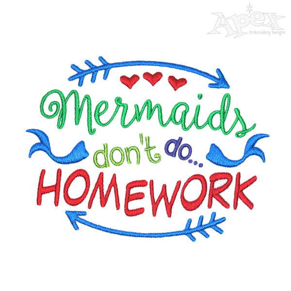 Mermaid Homework Embroidery Designs