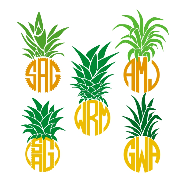 Pineapple Top Monogram SVG Cuttable Frames