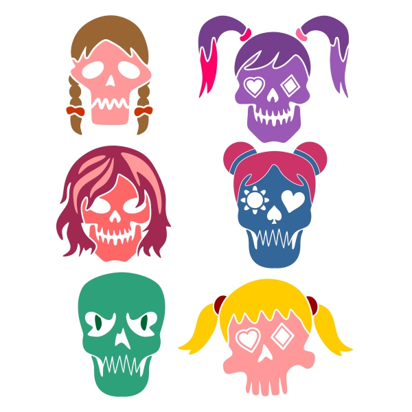 Halloween Skull Girls Pack SVG Cuttable Designs