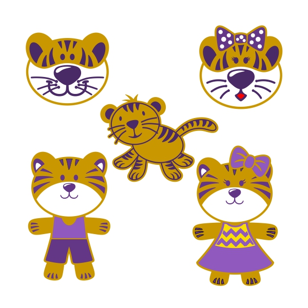 Cute Couple Tigers SVG Cuttable Designs