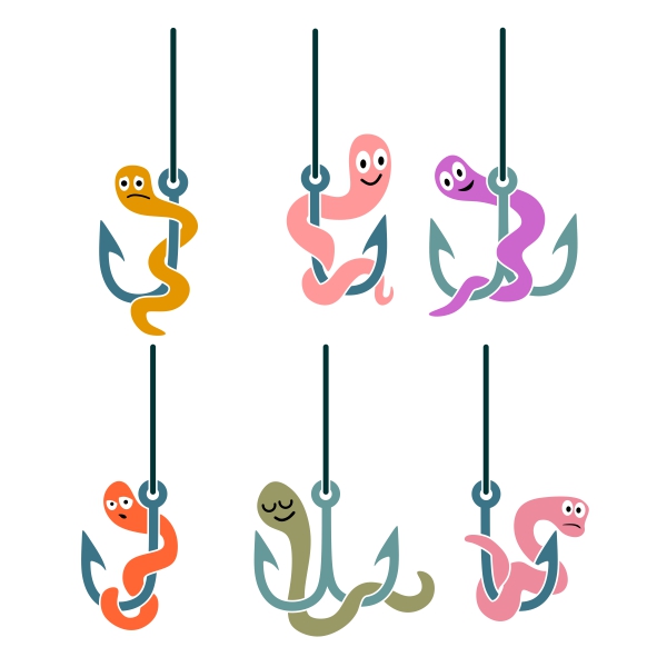 Fishing Worms Cuttable Design