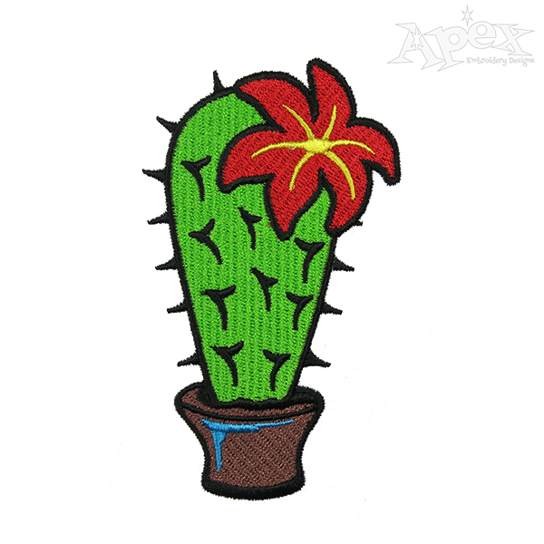 Blooming Cactus Embroidery Design