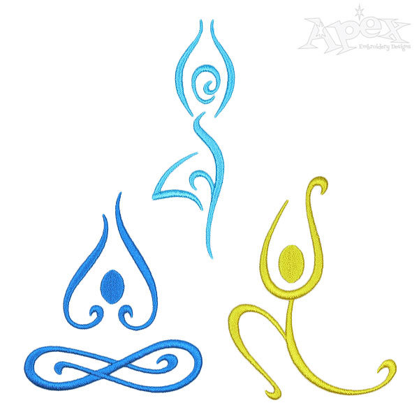 Yoga Poses Embroidery Designs