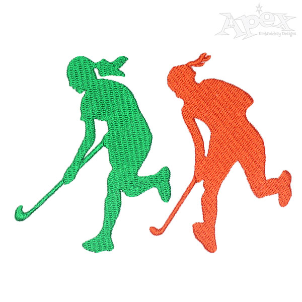 Hockey Girl Silhouette Embroidery Designs