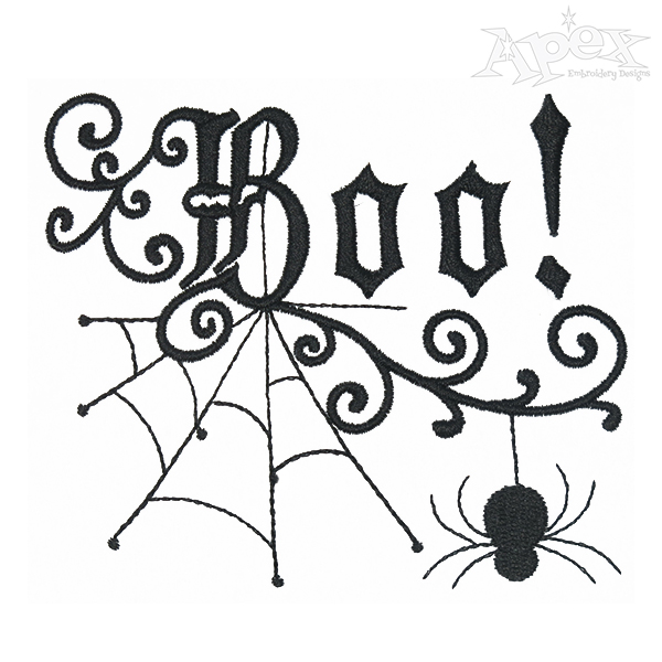 Halloween Boo Spider Web Embroidery Designs