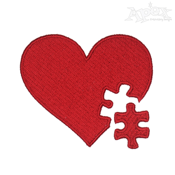 Autism Heart Jigsaw Puzzle Embroidery Designs