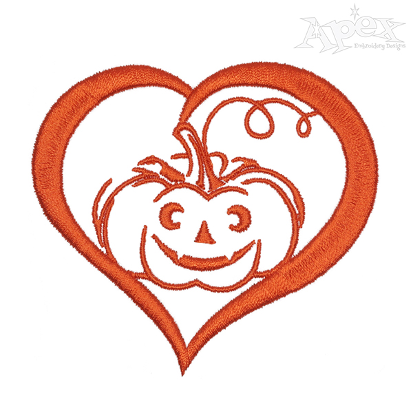 Pumpkin Heart Embroidery Designs