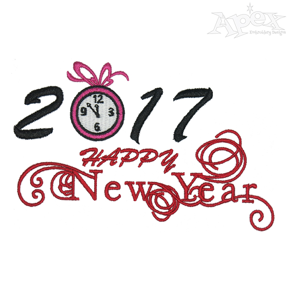 Happy New Year 2017 Embroidery Designs
