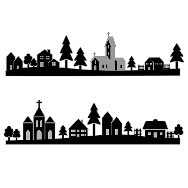 Winter Christmas Night Town SVG Cuttable Files