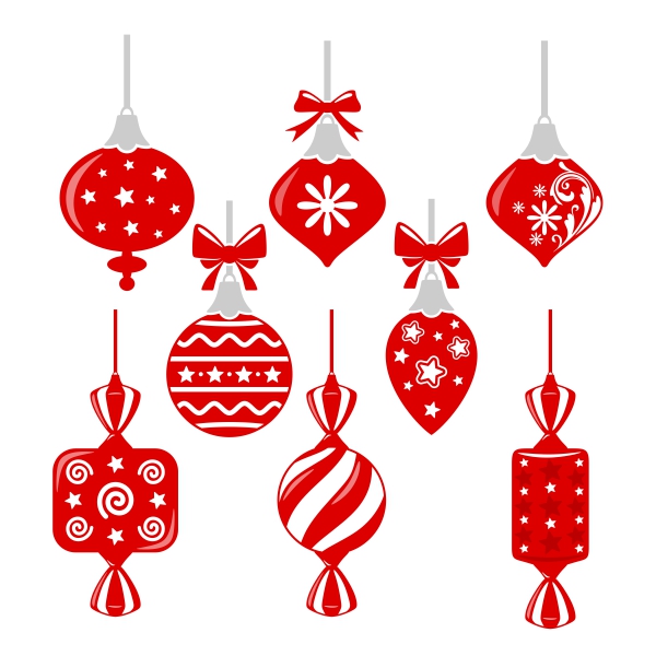 Holiday Christmas Ornaments SVG Cuttable Designs