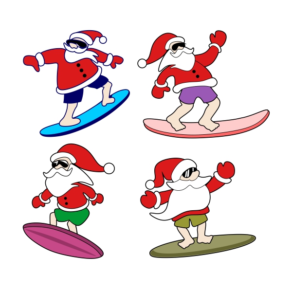 Santa Surf Pack SVG Cuttable Designs