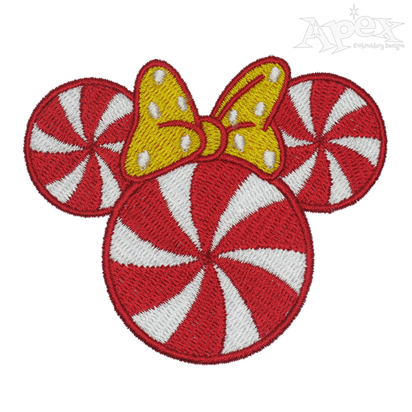 Peppermint Mouse Head Embroidery Design