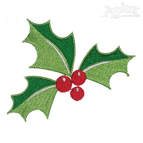 Cherry Christmas Leaves Embroidery Designs