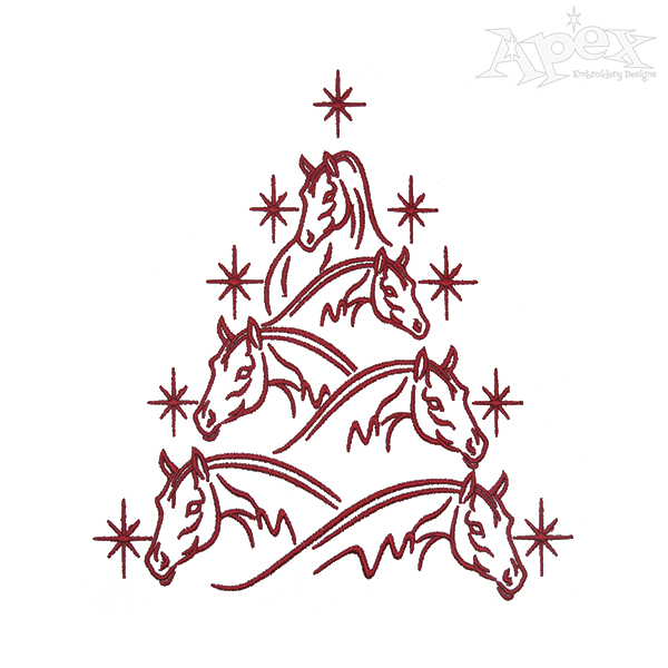 Horse Christmas Tree Embroidery Designs