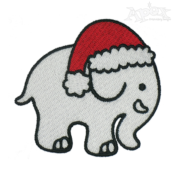 Cute Christmas Elephant Embroidery Designs