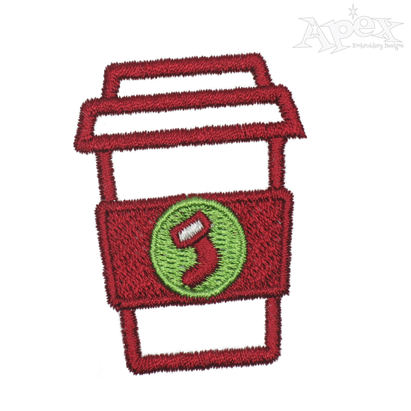 Coffee Cup with Christmas Decoration Embroidery Designs