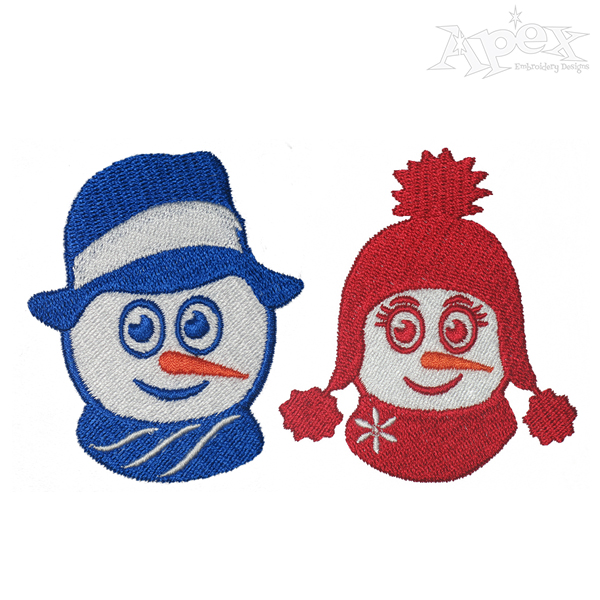 Christmas Snowman Couple Embroidery Designs
