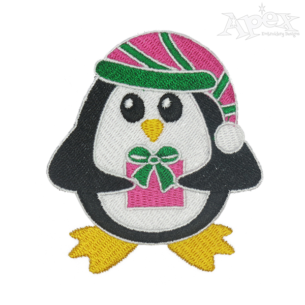 Penguin with Christmas Gift Embroidery Designs
