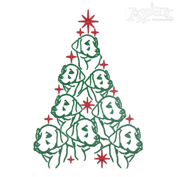 Dog Labrador Christmas Tree Embroidery Designs