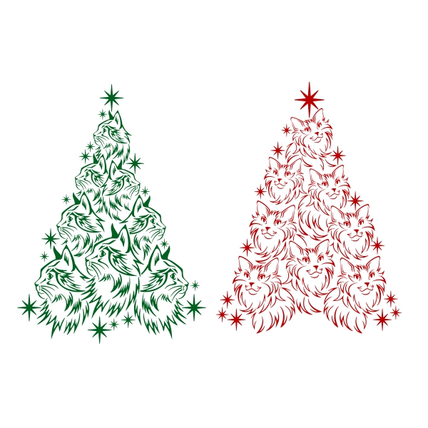 Beautiful Cat Christmas Tree SVG Cuttable Designs