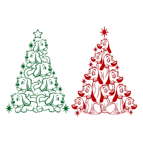 Puppy Christmas Tree SVG Cuttable Designs