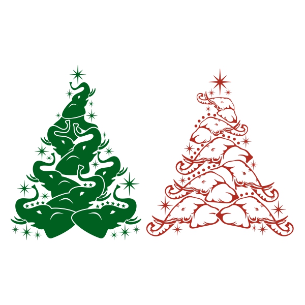 Elephant Christmas Tree SVG Cuttable Designs