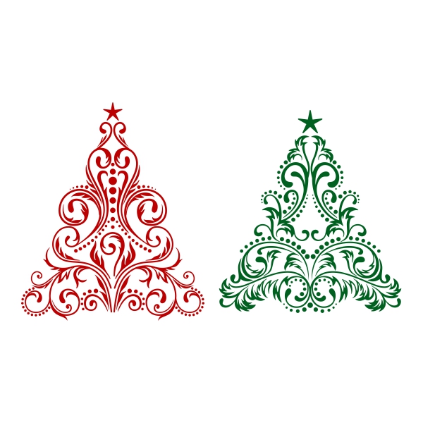Floral Christmas Tree SVG Cuttable Designs